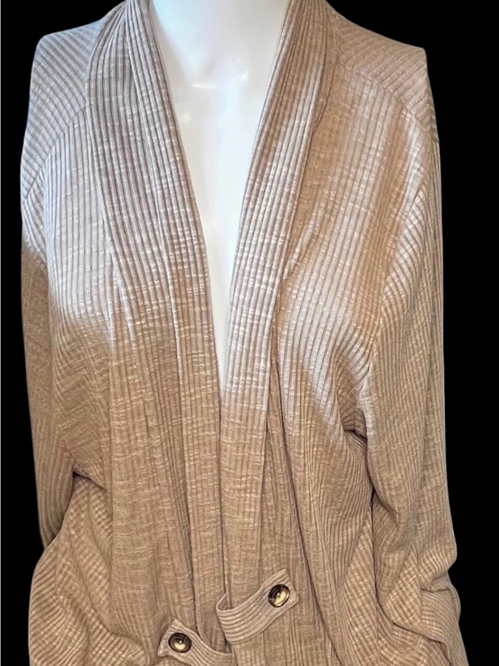 Cozy Ribbed Open-Front Cardigan in Cream